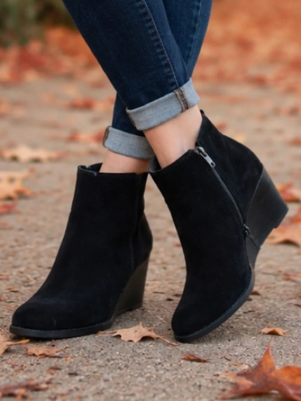Lucky Brand Black Wedge Ankle Booties